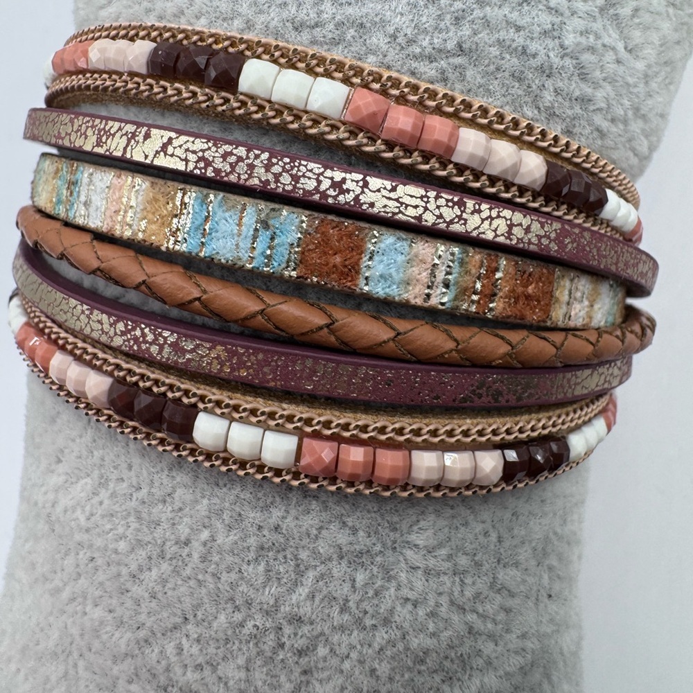Ryze Wrap Vegan Leather Multicolor Layered Bracelet 20$